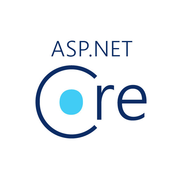 ASP.NET Core logo: blue circular arc forming a 'C' around a turquoise dot, with 'ASP.NET' above the word Core.
