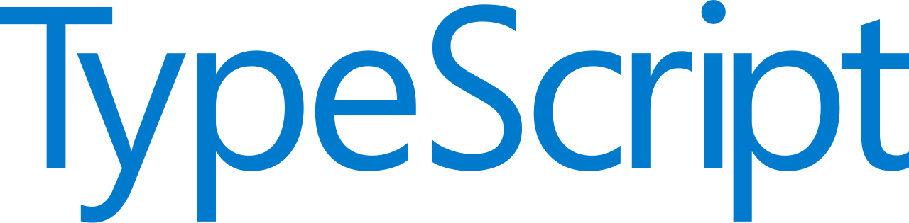 TypeScript logo: blue wordmark reading 'TypeScript' on a transparent background