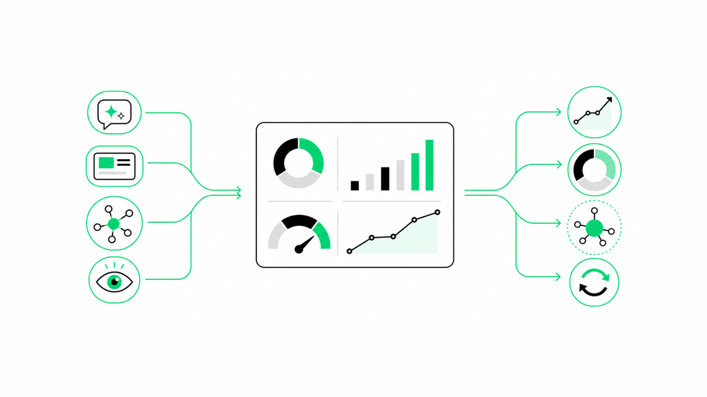 performance-user-experience - Hut Eight AI search analytics dashboard combining website traffic, brand visibility and performance data to monitor search visibility and engagement.
